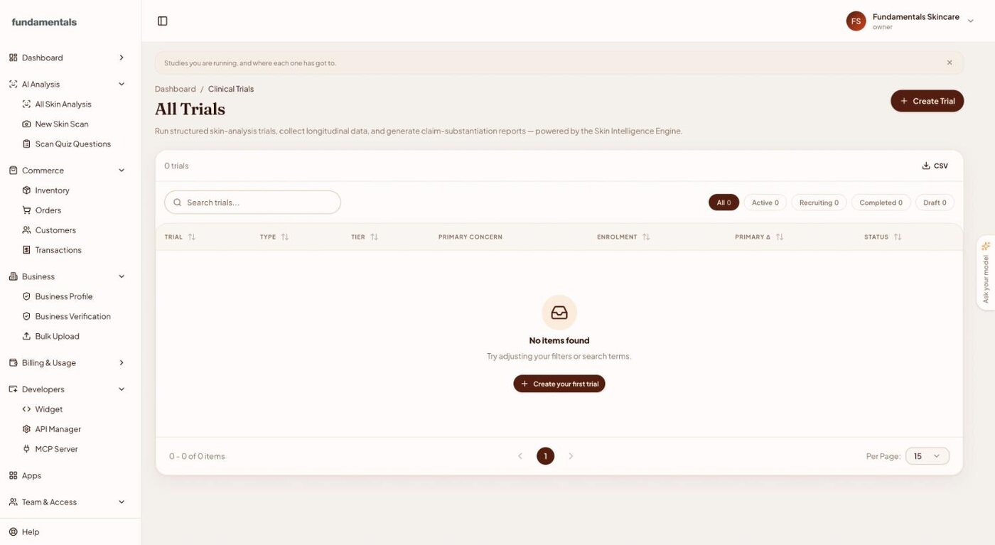 Oyster clinical trials dashboard
